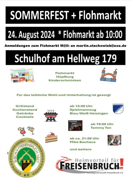 Flyer für das Sommerfest 2024 in Essen-Freisenbruch